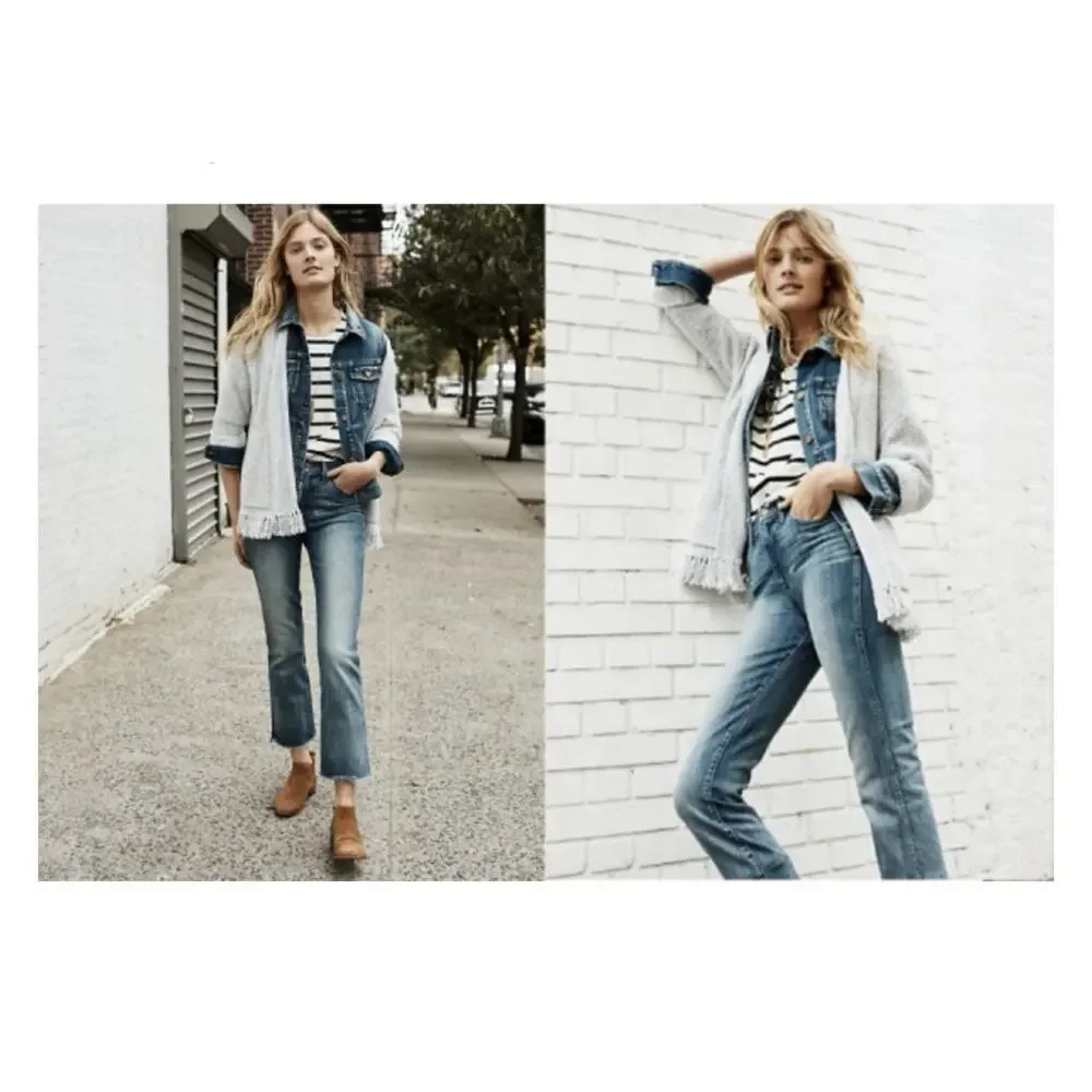 Madewell Womens XXS Memento Open Front Fringe Cardigan 100% Cotton Gray Textured - Picture 9 of 12